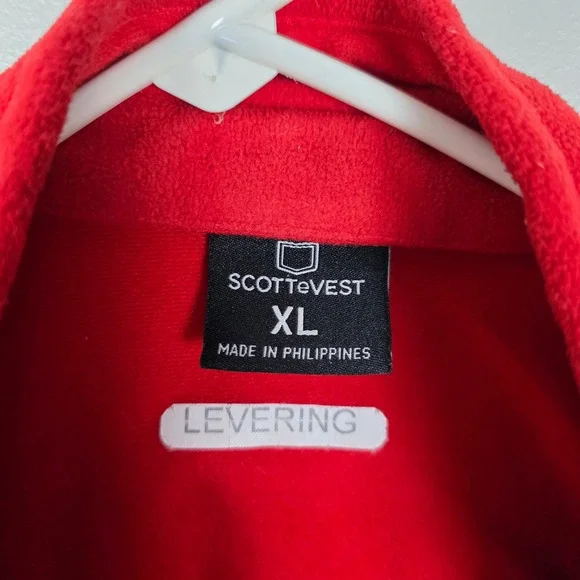 ScotteVest Fleece Vest Mens XL Full Zip Red Pockets Lightweight Travel - Picture 4 of 8